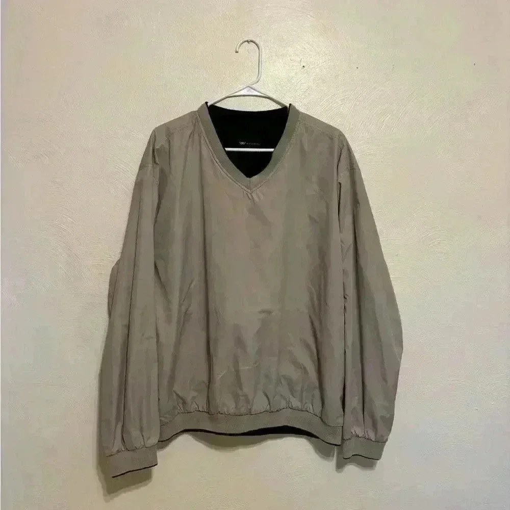 Wedge Golf Mens Reversible Pullover Windbreaker Jacket Black / Tan Size XL